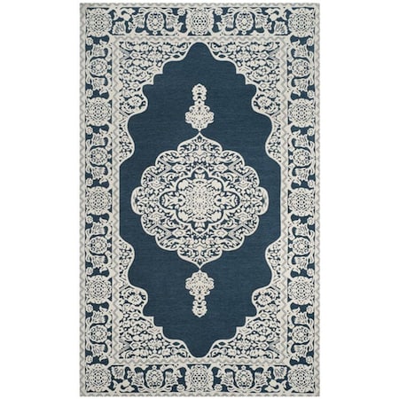 Safavieh 5 x 8 ft. Marbella Handwoven Medium Rectangle Area Rug, Dark Blue and Ivory MRB615D-5